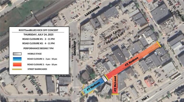Road closure for kickoff concert on Thursday
